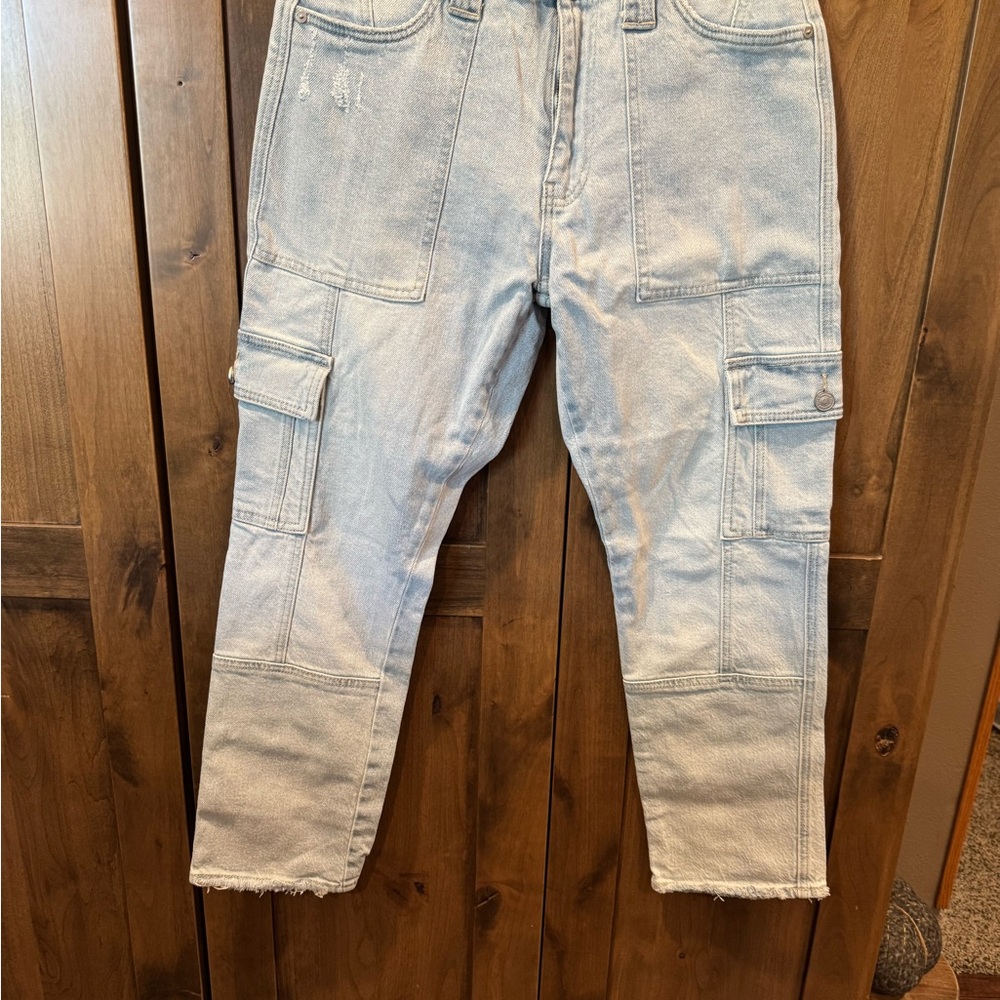 KanCan Light Blue Straight Leg Cargo Jeans